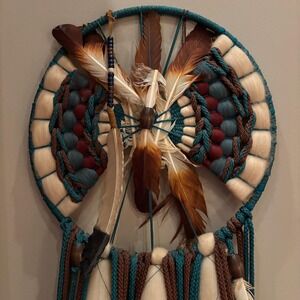 Vintage Native American Mandala Dreamcatcher Southwestern Wall Art‎ 25" Diameter